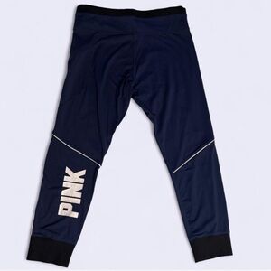 PINK Victoria's Secret Dark Blue 3/4 Length Cropped Leggings Women’s Size Large